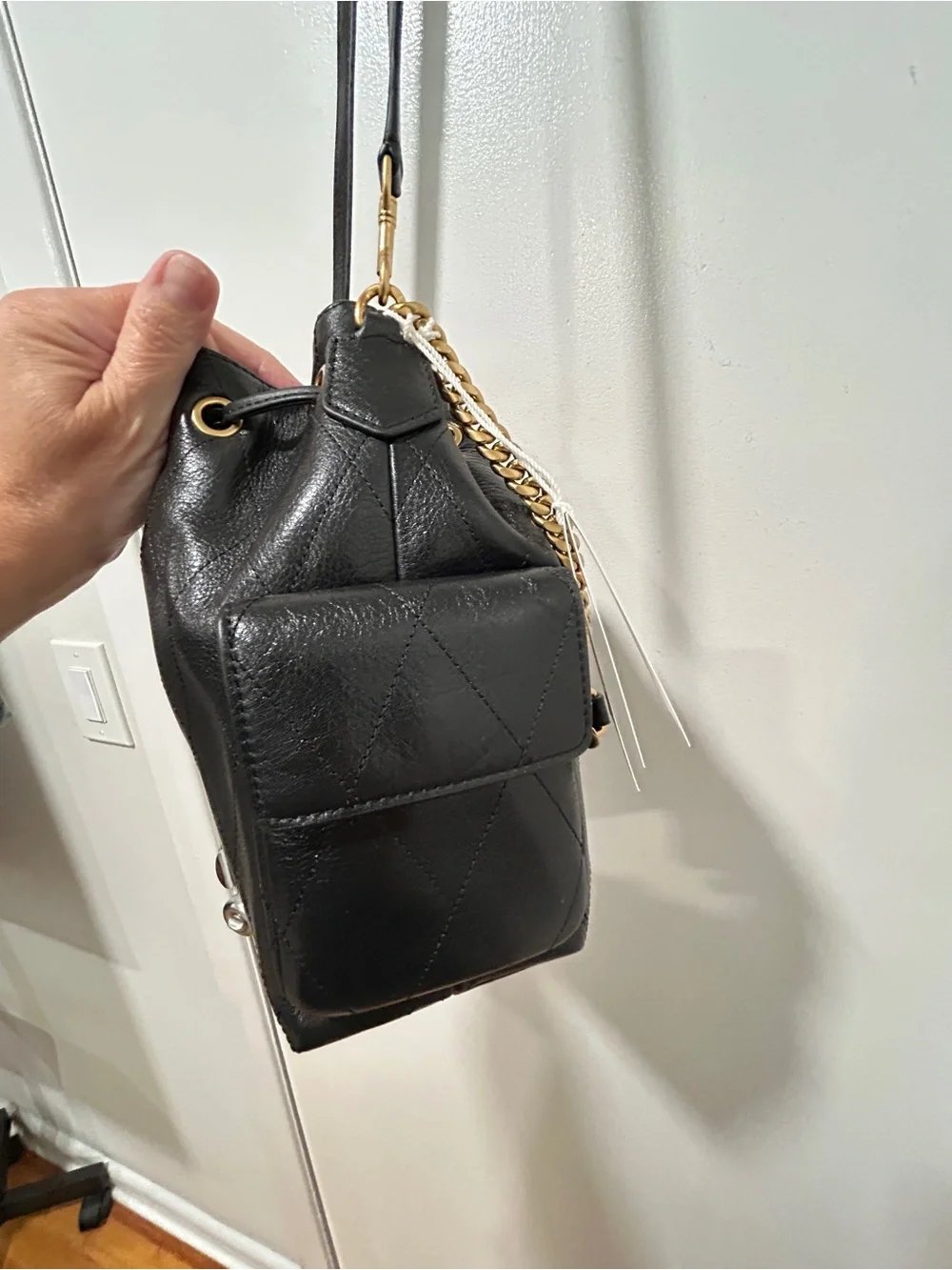 NWT Tory Burch Charlie Quilted Leather Drawstring Bag - Small Size